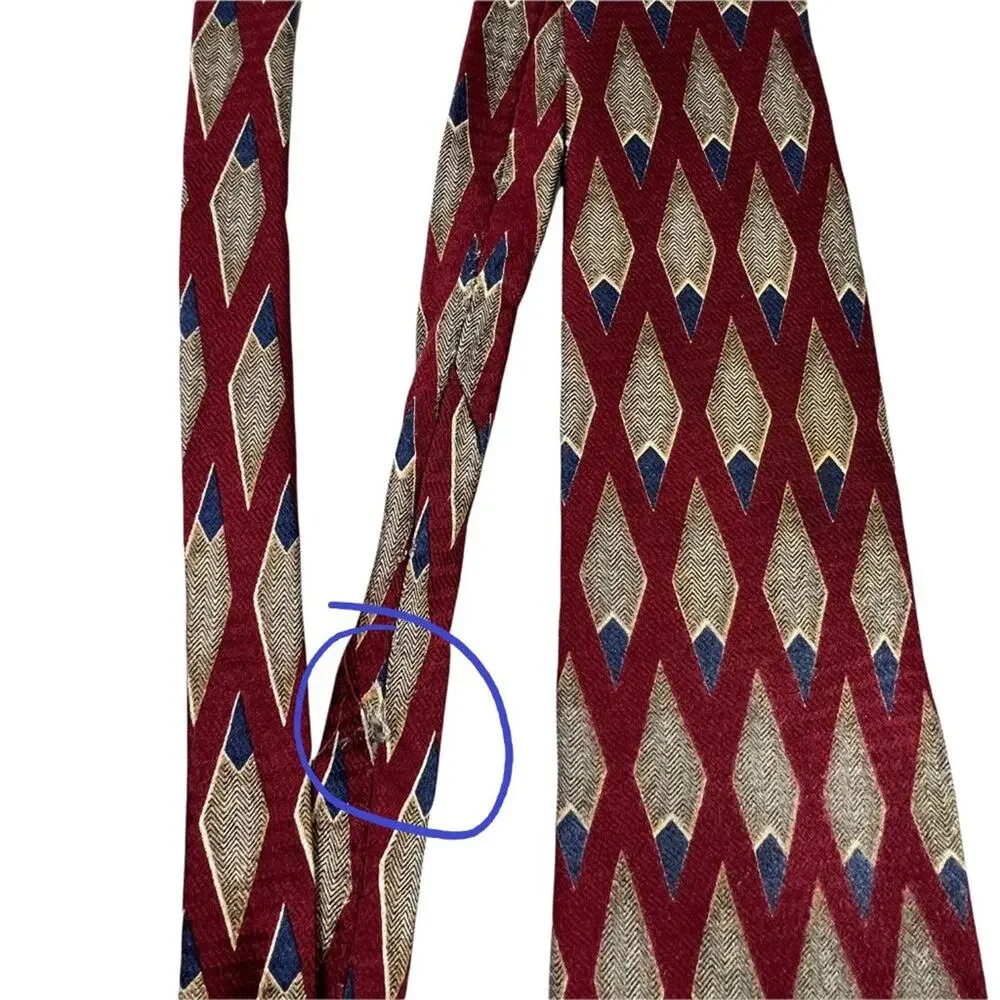 Monsieur Givenchy Burgundy Cream Blue Diamond Silk Necktie Men’s 59.75
